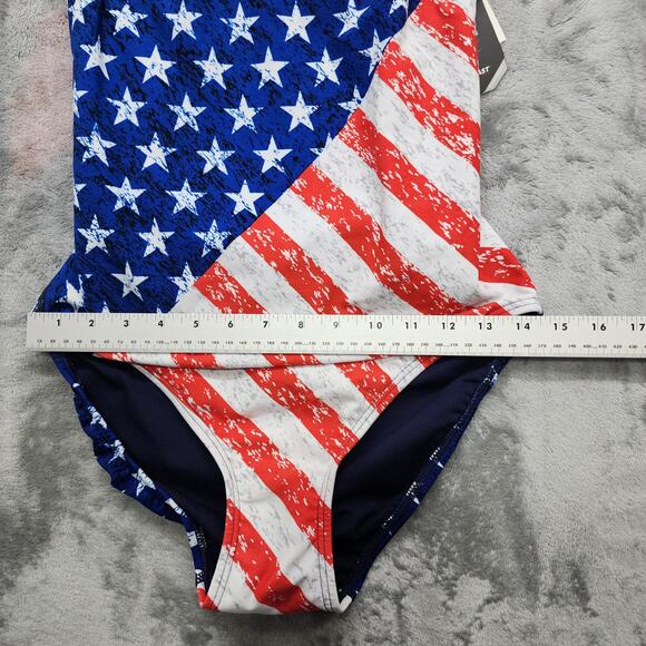 NEW TYR Swimsuit Womens 38 Red White Blue Star Spangled Diamondfit One Piece - Picture 10 of 12